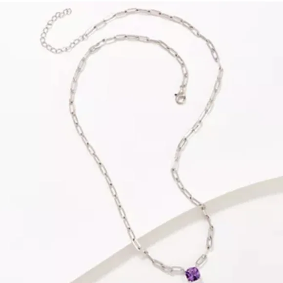 QVC Affinity Gems 🦋Blue Topaz Paperclip Necklace Sterling Silver 18" w/extender - Picture 5 of 12